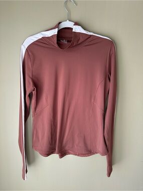Calia Long Sleeve Athletic Pullover in Dusty Ros with White Stripe